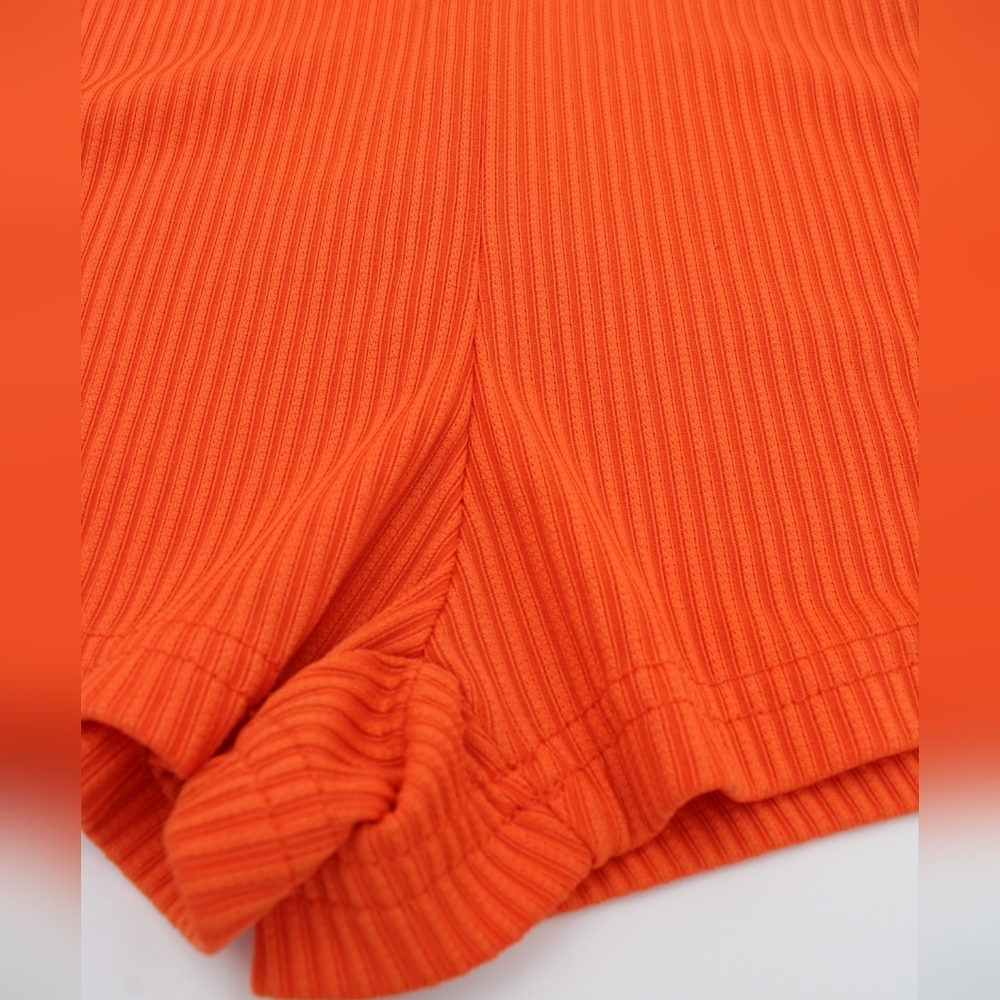 Shein XS Ribbed Short Sleeve Romper – Bright Orange - Picture 2 of 6